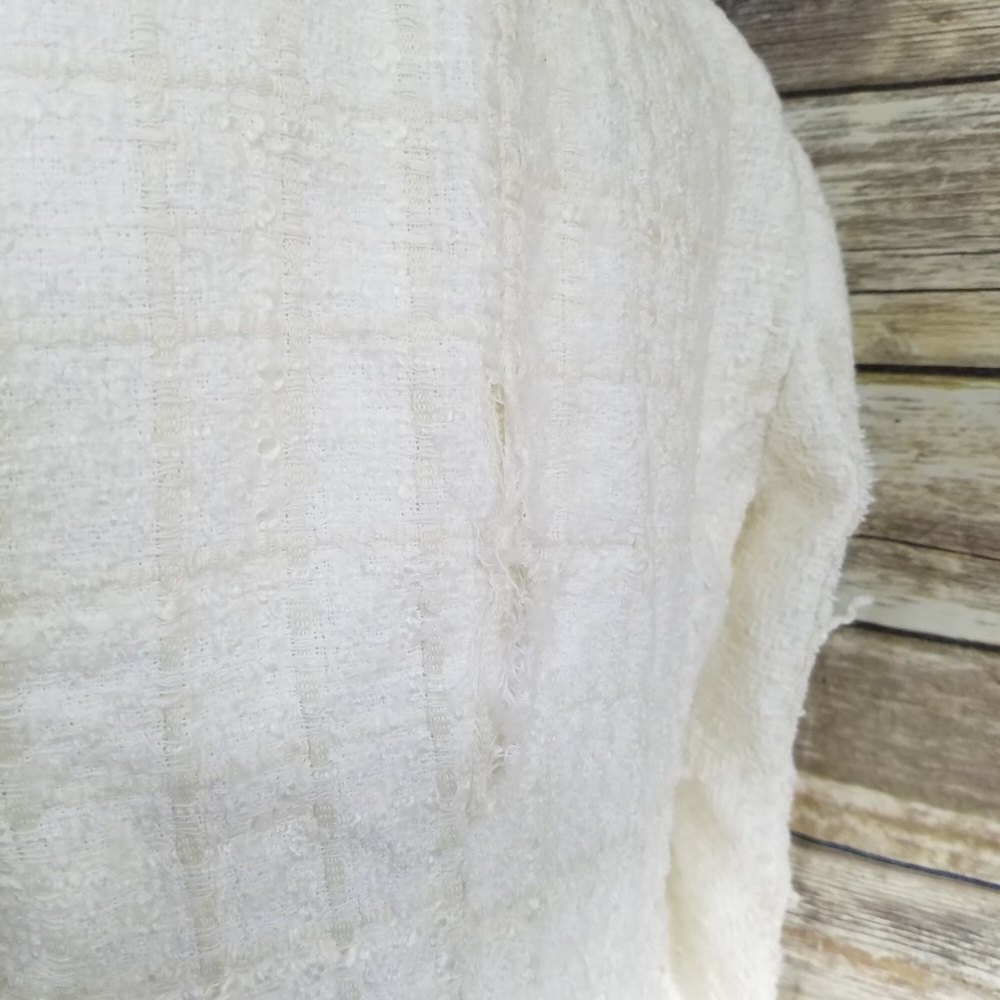 NWT Zara White Tweed Textured Weave Jacket - Picture 7 of 8